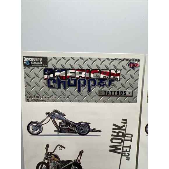 Neo Discovery American Chopper Motorcycle Temporary Tattoos Harley 5 Sheets - Picture 11 of 15